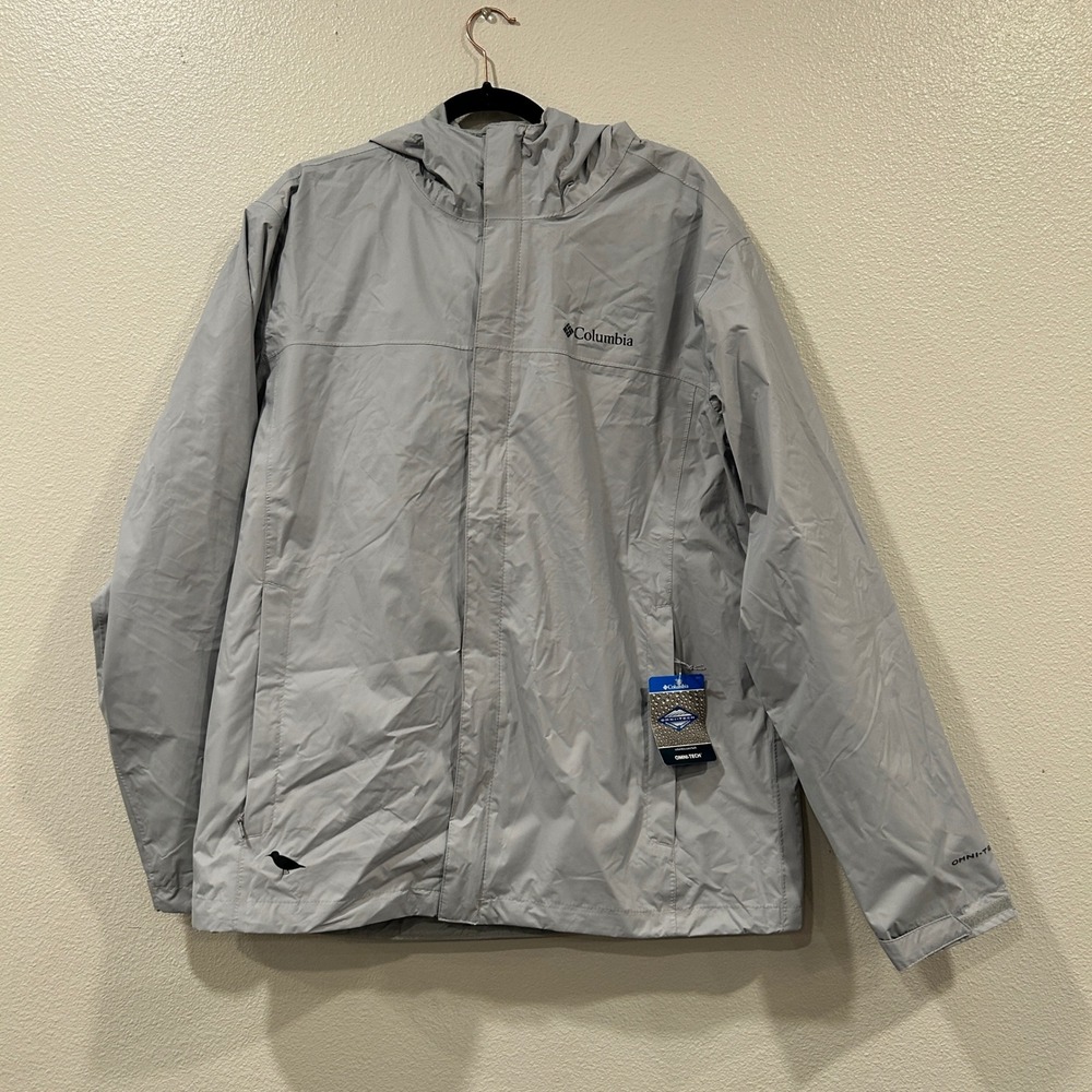 Columbia Watertight‎ II Rain Jacket Company Logo Grey Omni-Tech Men's L NEW